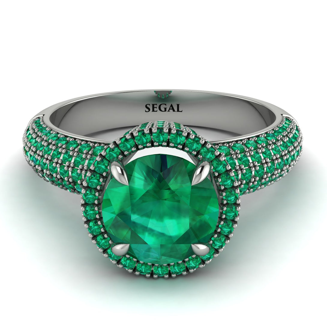 Emerald Cluster Halo Engagement Ring - Katie No. 21