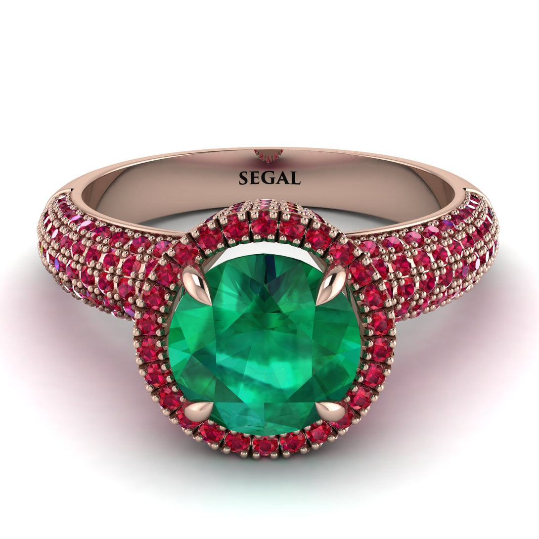 Emerald Cluster Halo Engagement Ring - Katie No. 50