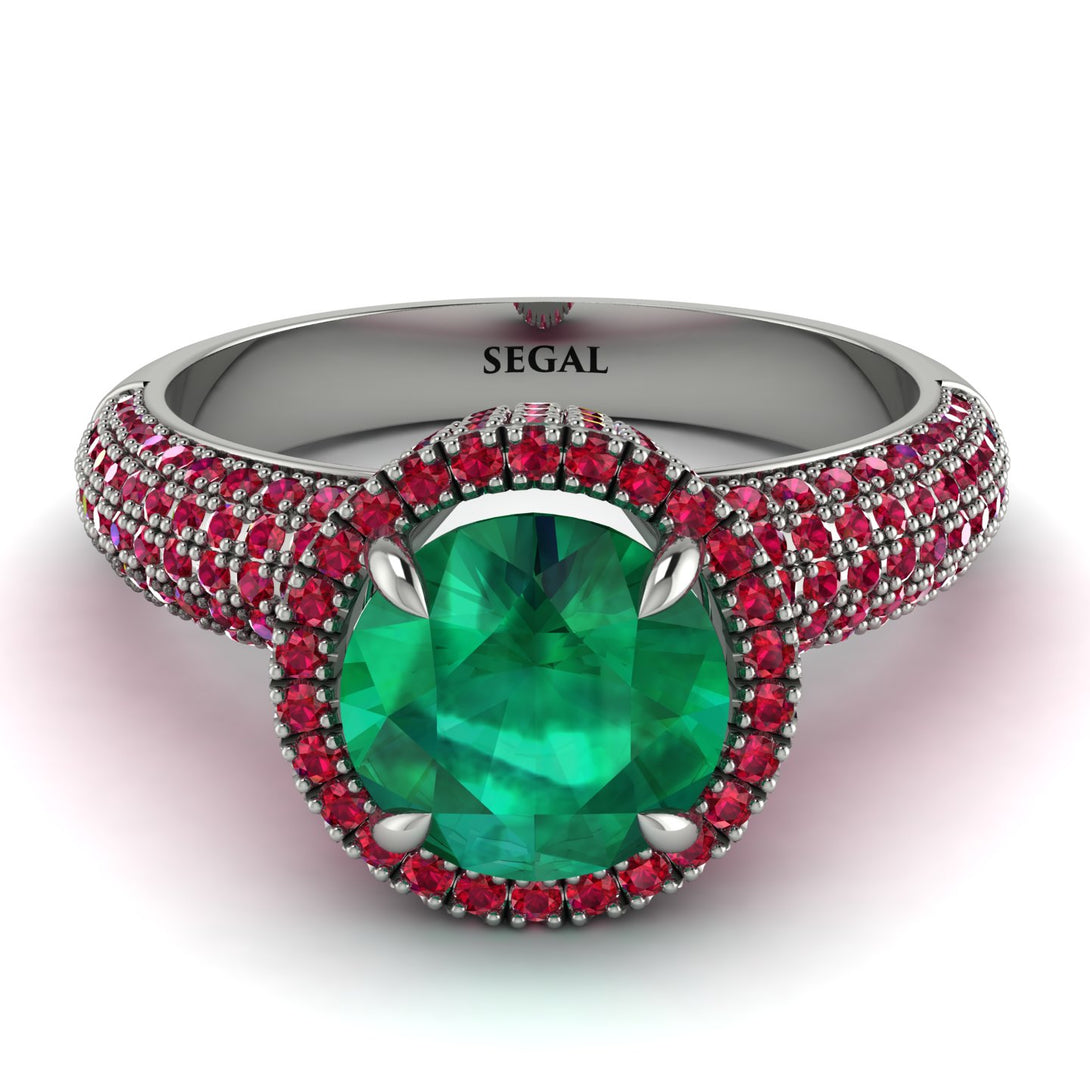 Emerald Cluster Halo Engagement Ring - Katie No. 51