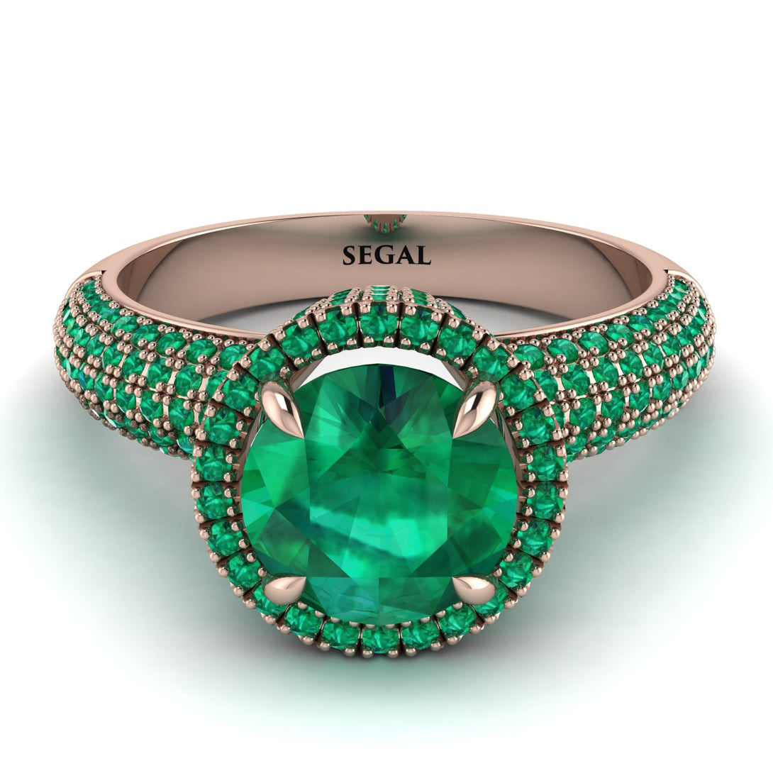 Emerald Cluster Halo Engagement Ring - Katie No. 20