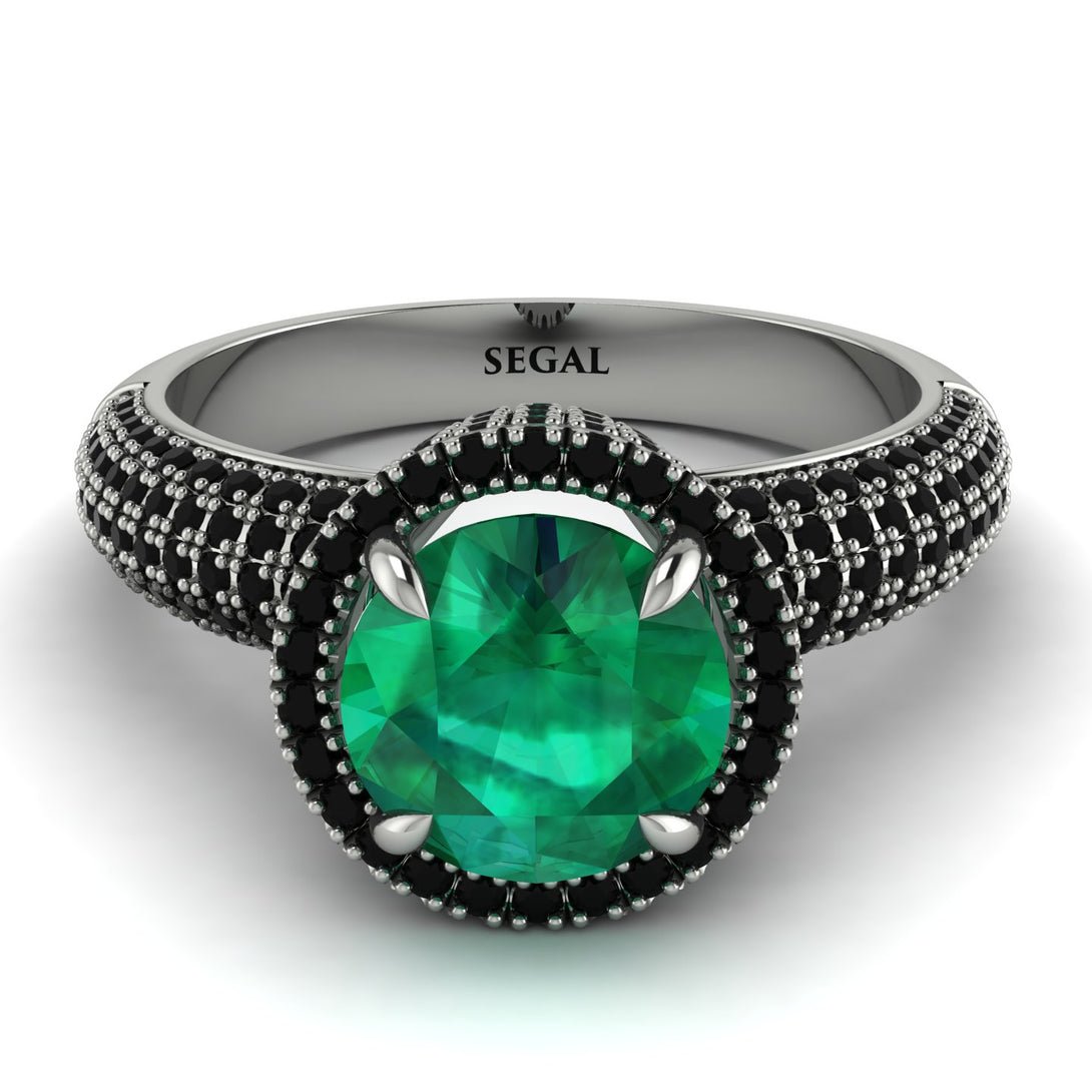 Emerald Cluster Halo Engagement Ring - Katie No. 36
