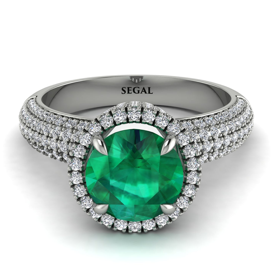 Emerald Cluster Halo Engagement Ring - Katie No. 6