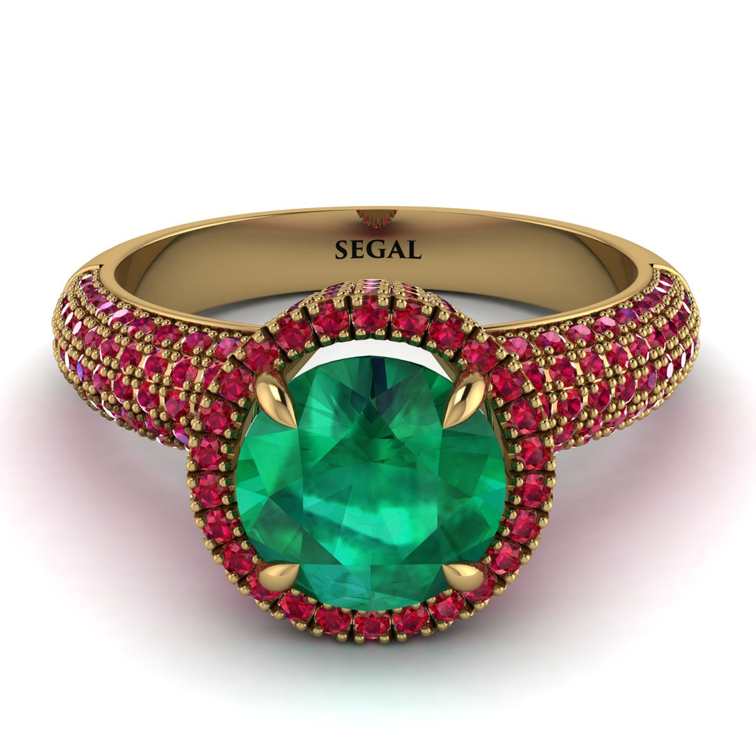 Emerald Cluster Halo Engagement Ring - Katie No. 49