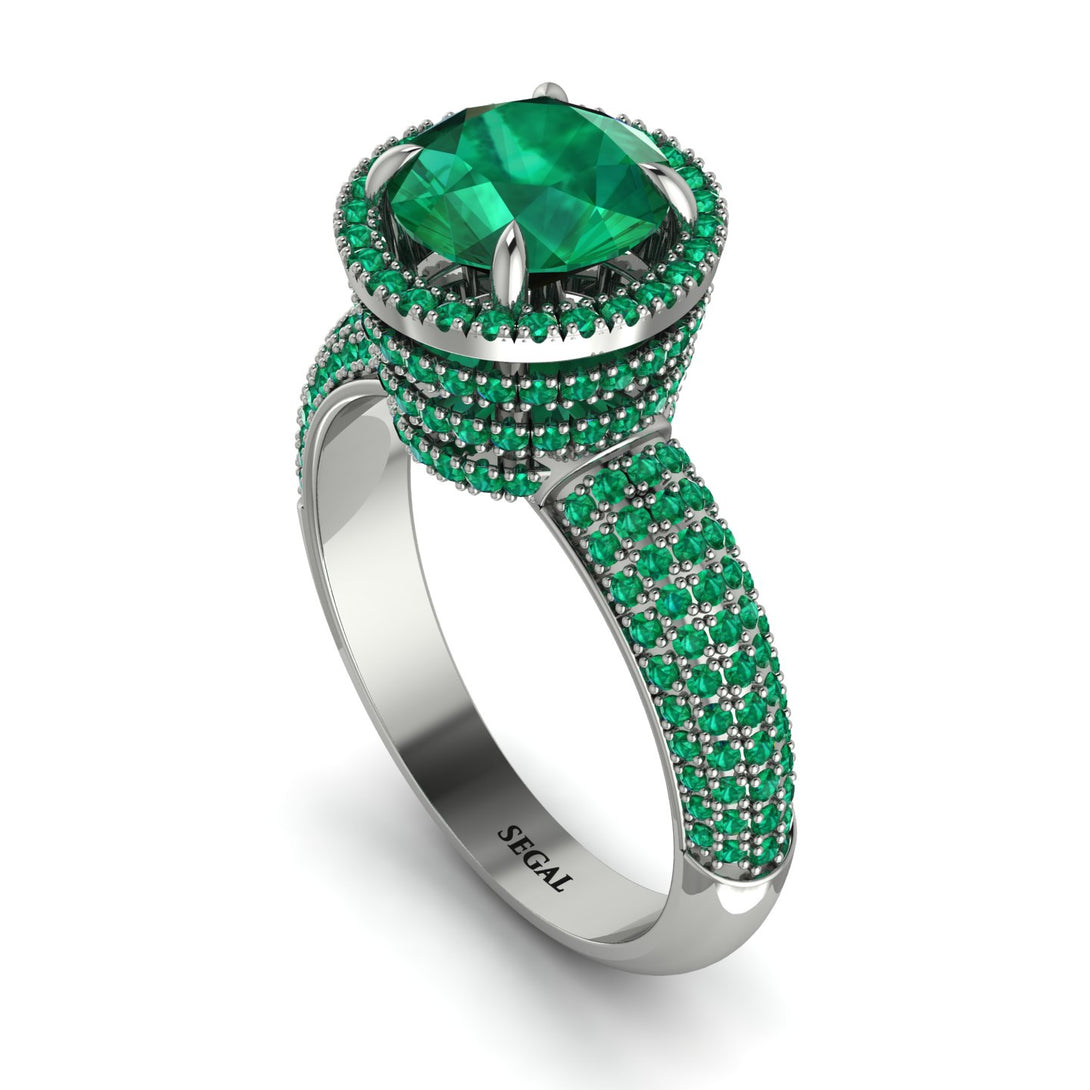 Emerald Cluster Halo Engagement Ring - Katie No. 21