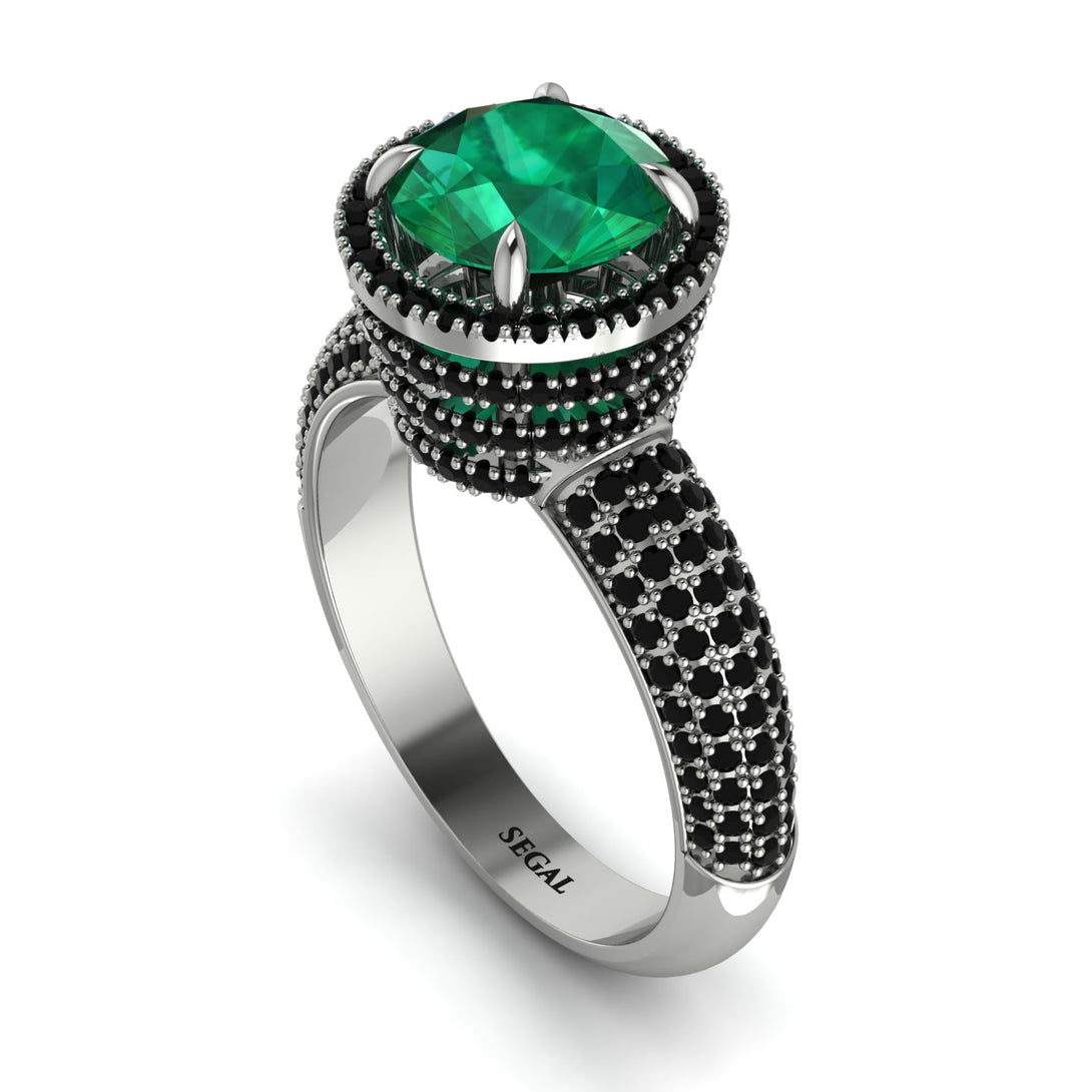 Emerald Cluster Halo Engagement Ring - Katie No. 36