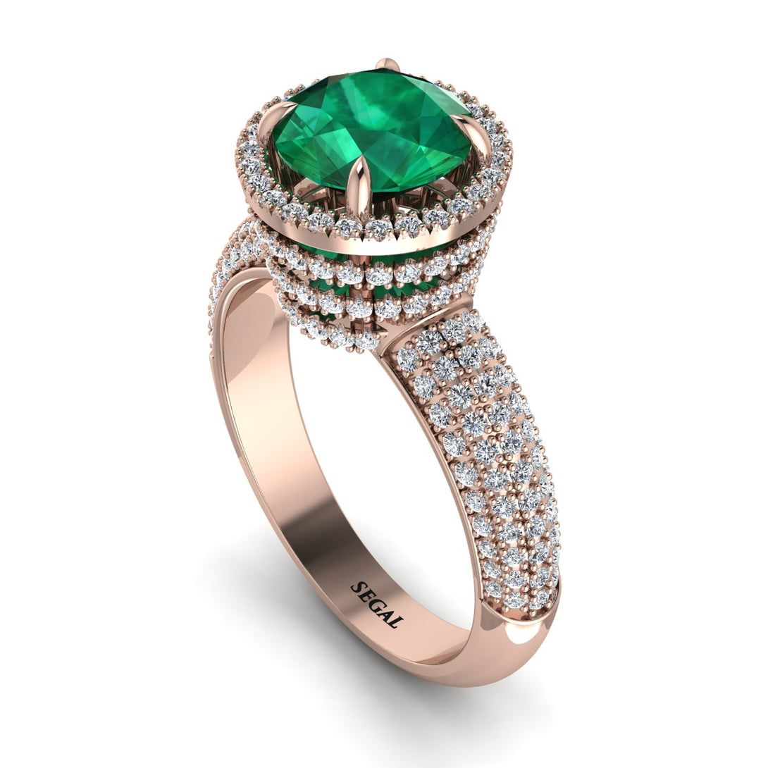Emerald Cluster Halo Engagement Ring - Katie No. 5