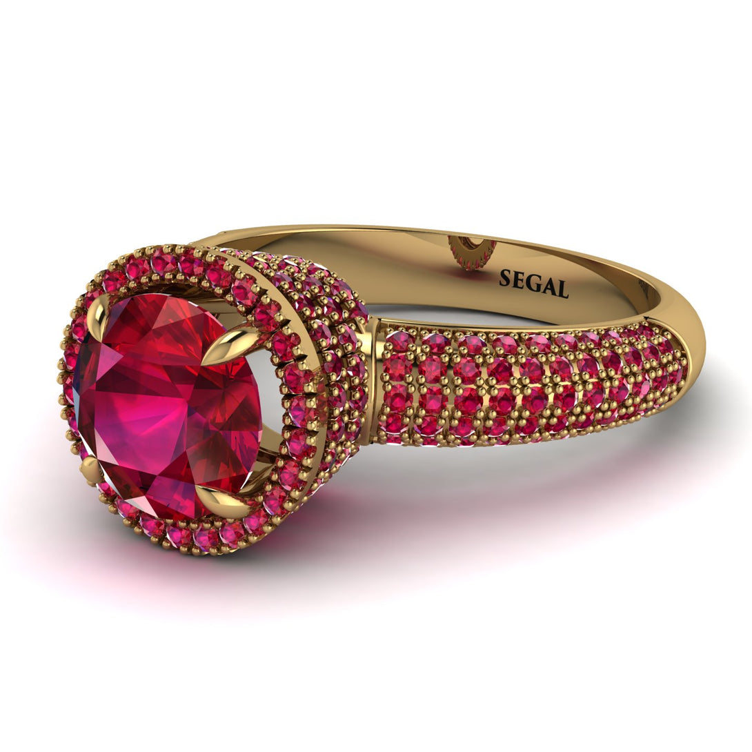 Ruby Cluster Halo Engagement Ring - Katie No. 55