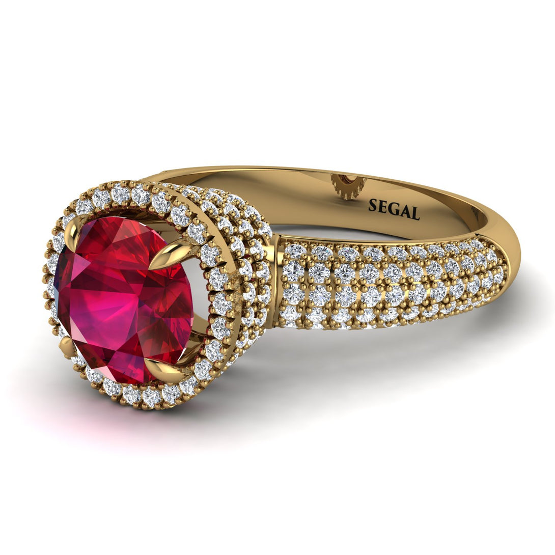 Ruby Cluster Halo Engagement Ring - Katie No. 10