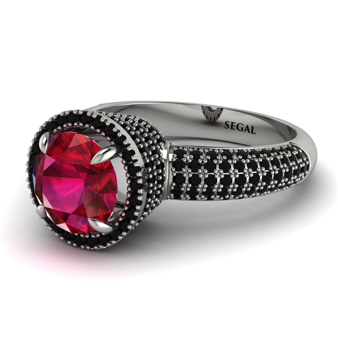 Ruby Cluster Halo Engagement Ring - Katie No. 42