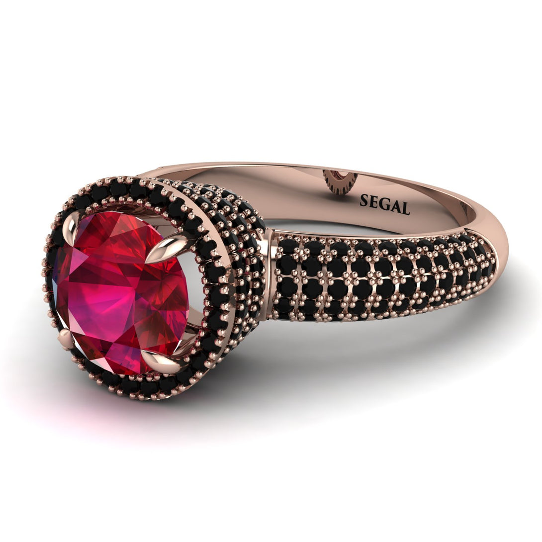 Ruby Cluster Halo Engagement Ring - Katie No. 41