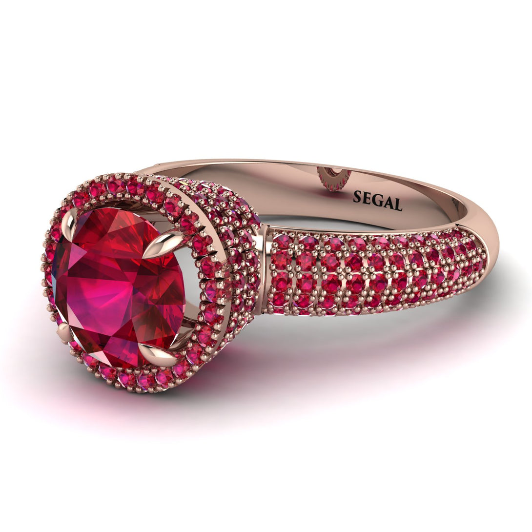 Ruby Cluster Halo Engagement Ring - Katie No. 56