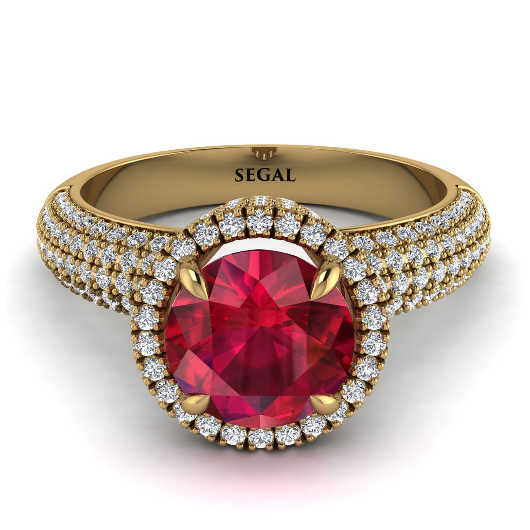 Ruby Cluster Halo Engagement Ring - Katie No. 10