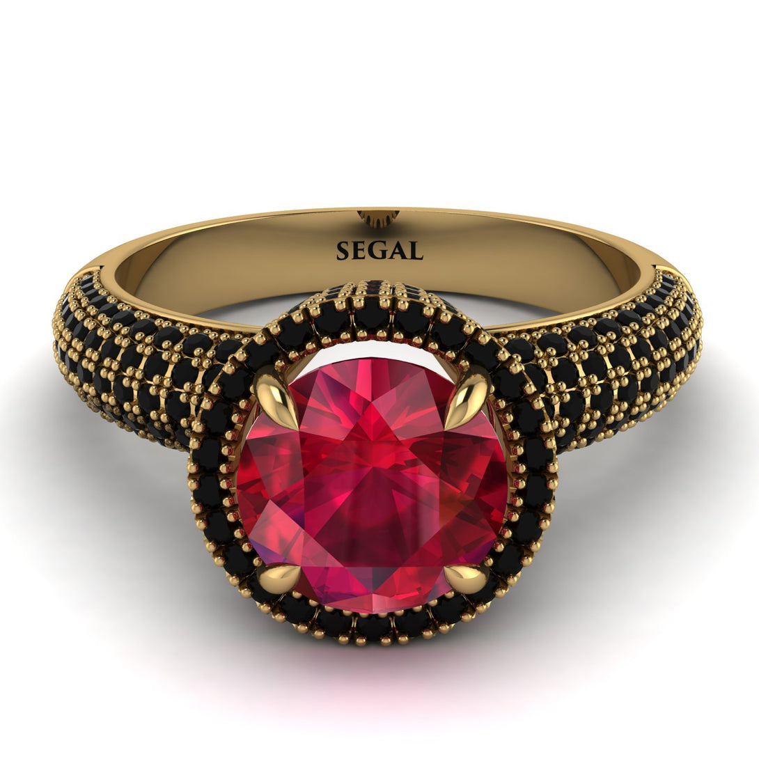 Ruby Cluster Halo Engagement Ring - Katie No. 40