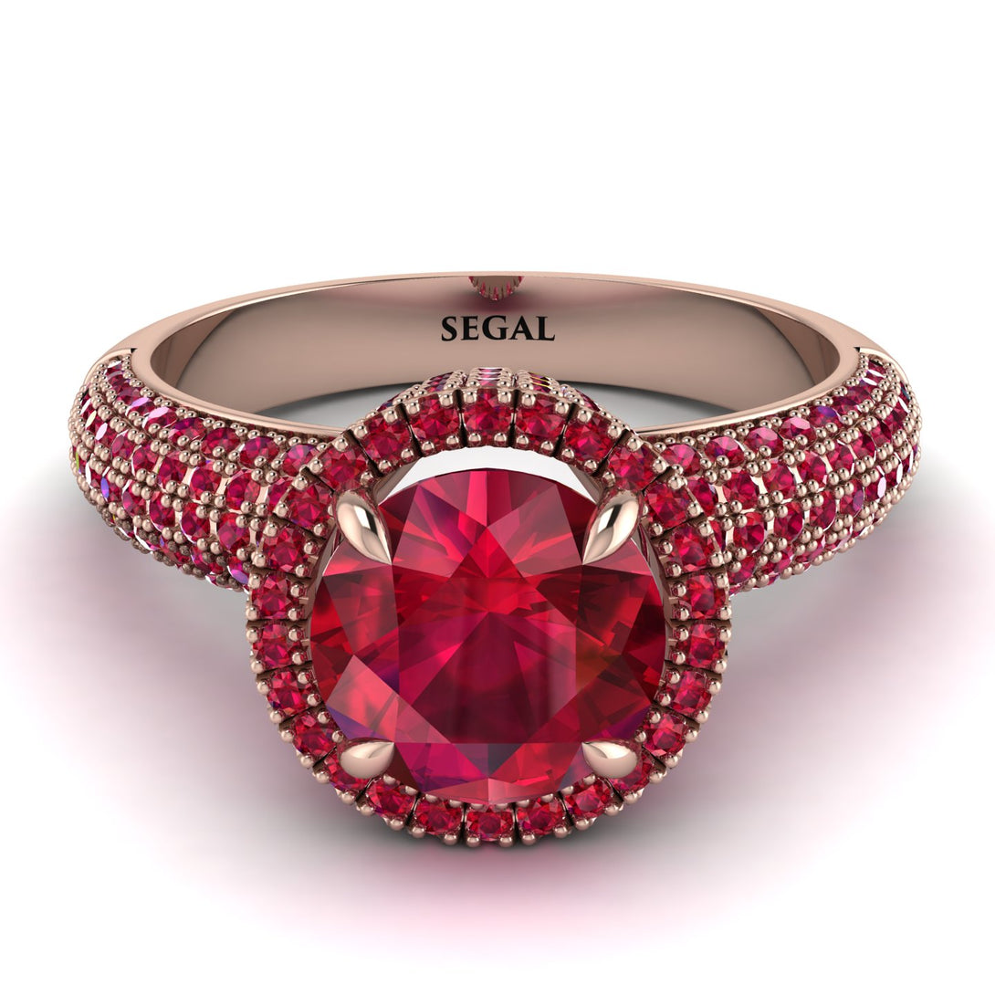 Ruby Cluster Halo Engagement Ring - Katie No. 56