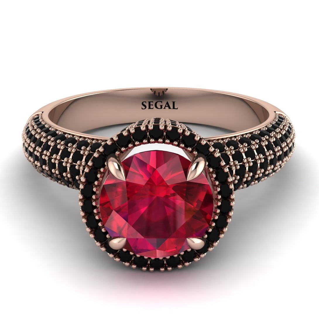 Ruby Cluster Halo Engagement Ring - Katie No. 41