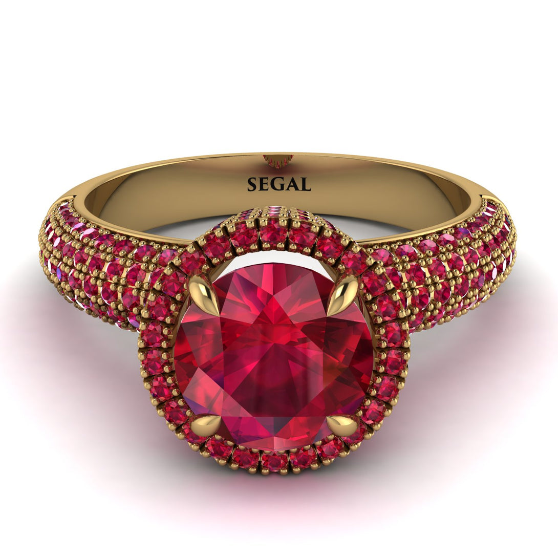 Ruby Cluster Halo Engagement Ring - Katie No. 55