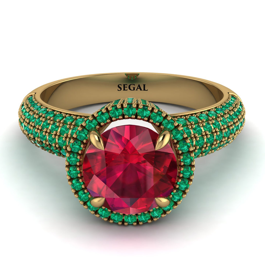 Ruby Cluster Halo Engagement Ring - Katie No. 25