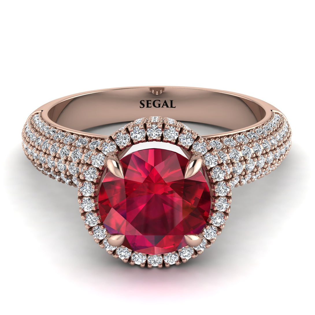Ruby Cluster Halo Engagement Ring - Katie No. 11