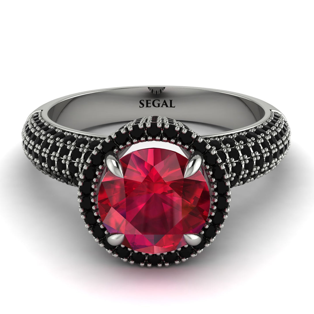 Ruby Cluster Halo Engagement Ring - Katie No. 42