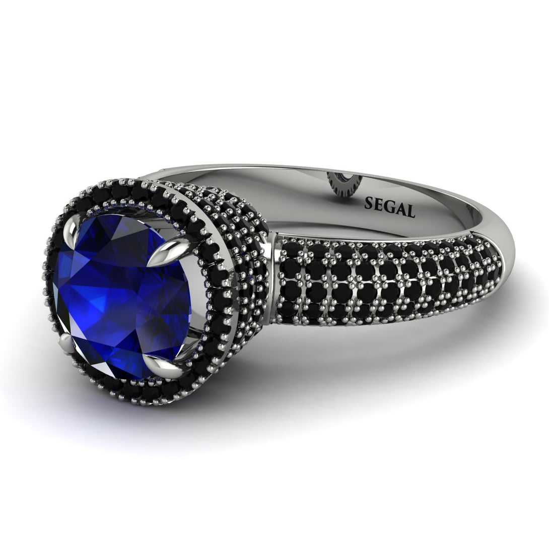 Sapphire Cluster Halo Engagement Ring - Katie No. 45
