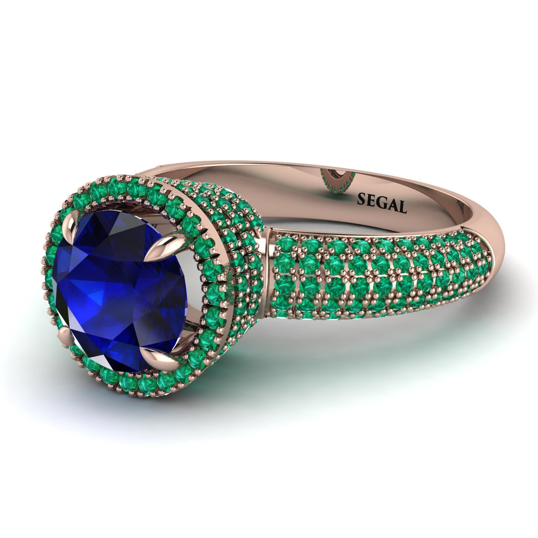 Sapphire Cluster Halo Engagement Ring - Katie No. 29