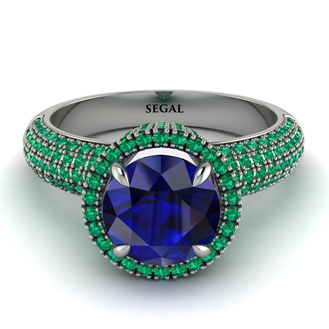 Sapphire Cluster Halo Engagement Ring - Katie No. 30