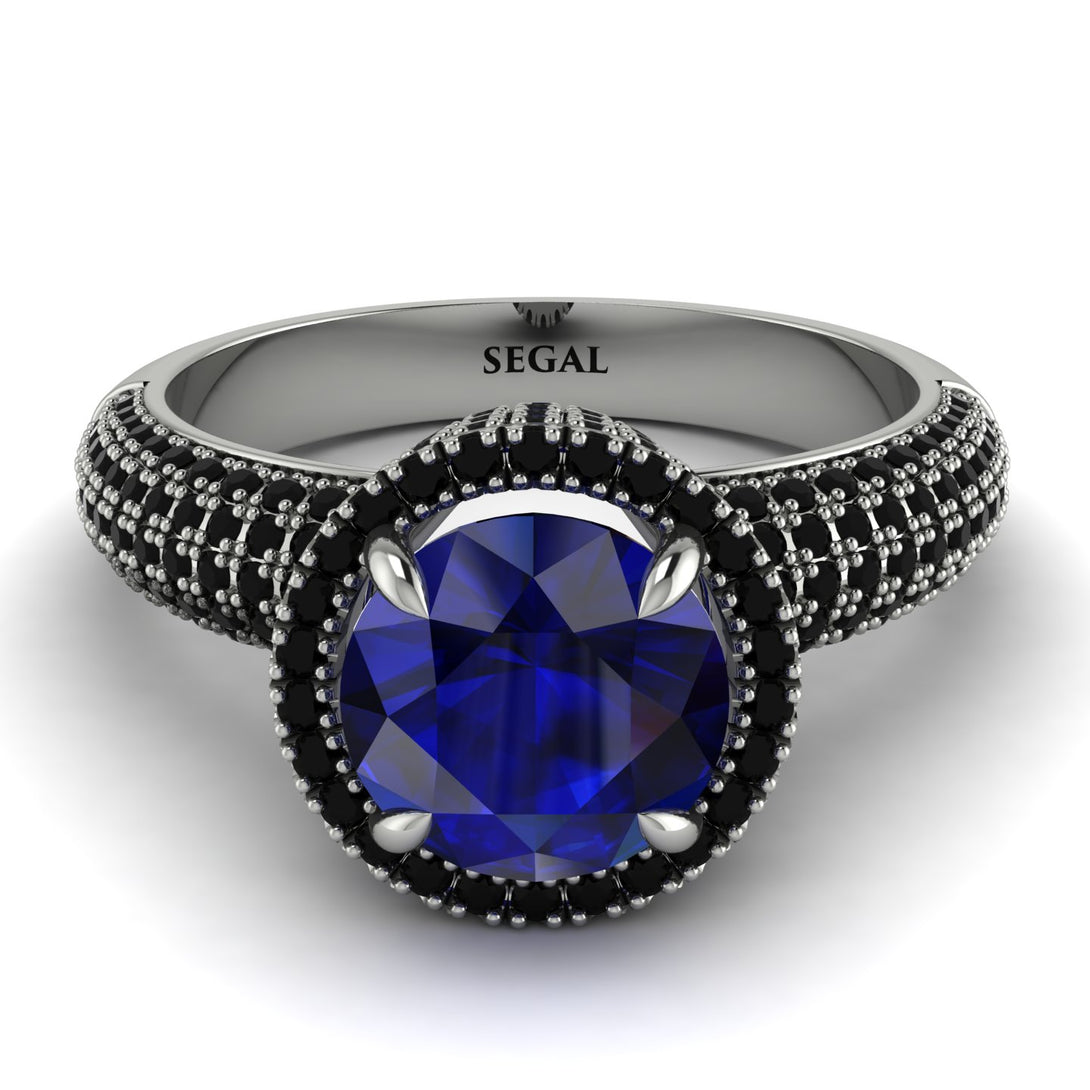 Sapphire Cluster Halo Engagement Ring - Katie No. 45