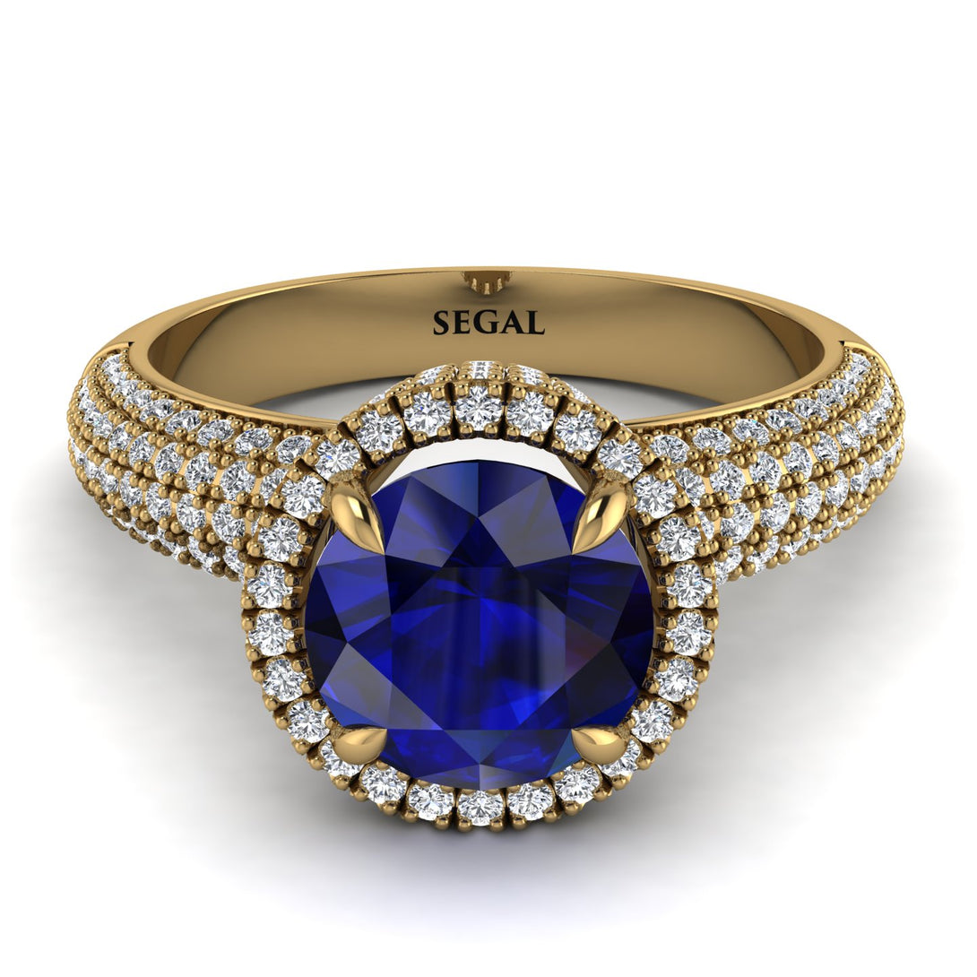 Sapphire Cluster Halo Engagement Ring - Katie No. 13