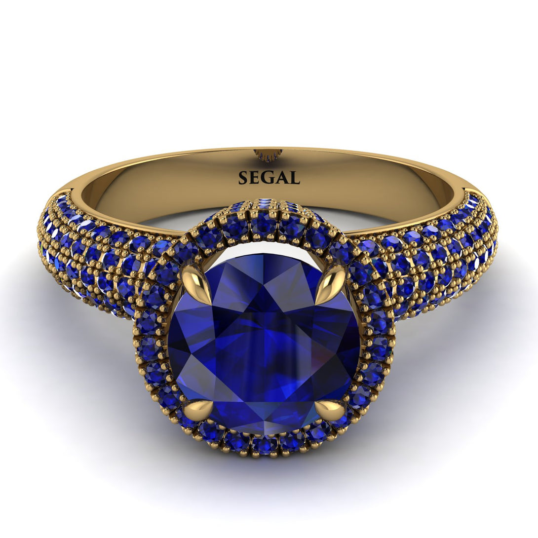 Sapphire Cluster Halo Engagement Ring - Katie No. 73