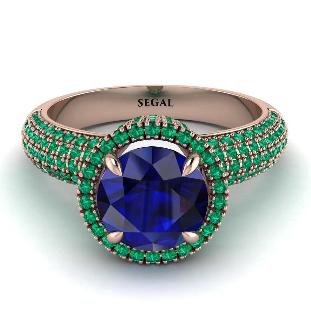 Sapphire Cluster Halo Engagement Ring - Katie No. 29