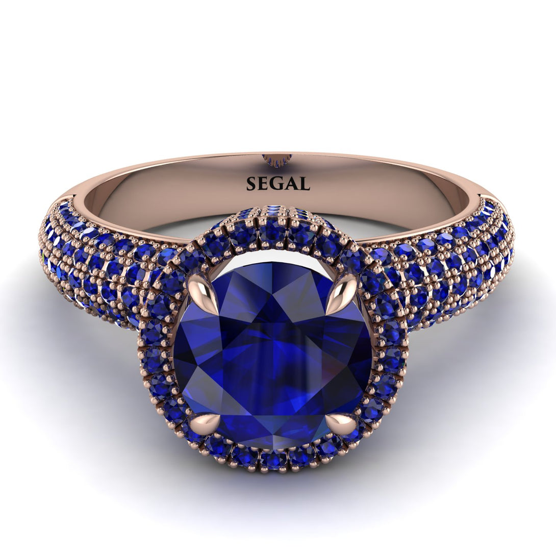 Sapphire Cluster Halo Engagement Ring - Katie No. 74