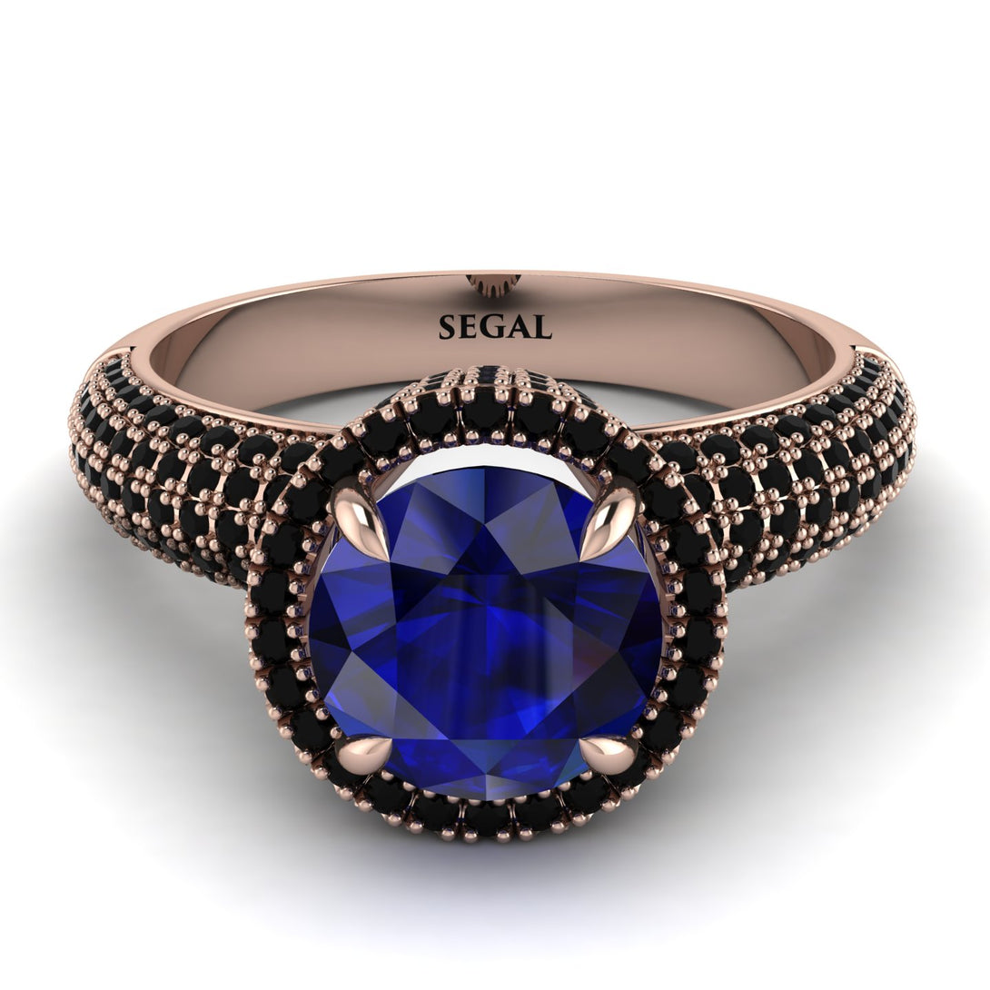 Sapphire Cluster Halo Engagement Ring - Katie No. 44