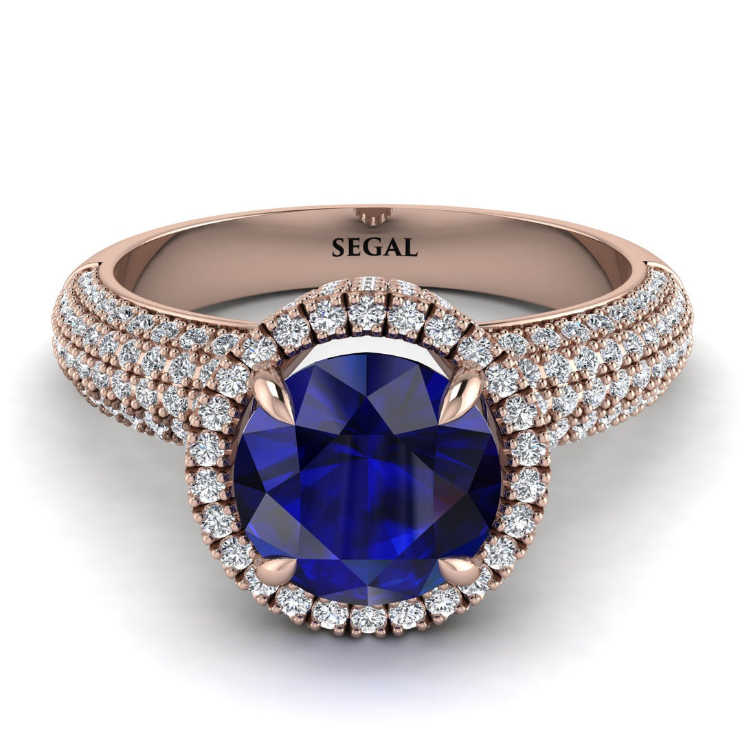 Sapphire Cluster Halo Engagement Ring - Katie No. 14