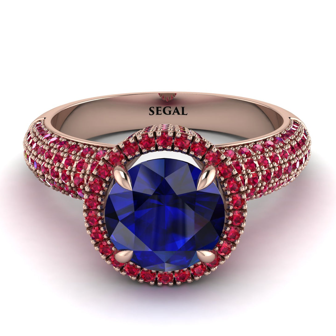 Sapphire Cluster Halo Engagement Ring - Katie No. 59