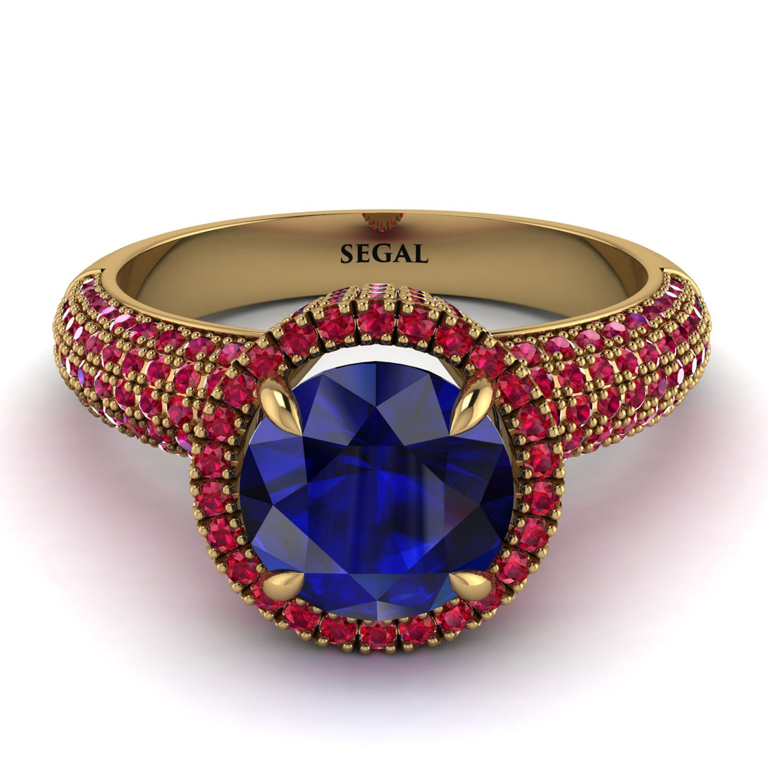 Sapphire Cluster Halo Engagement Ring - Katie No. 58