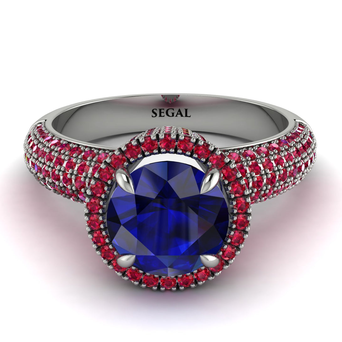 Sapphire Cluster Halo Engagement Ring - Katie No. 60