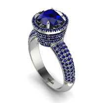 Sapphire Cluster Halo Engagement Ring - Katie No. 75 image 1