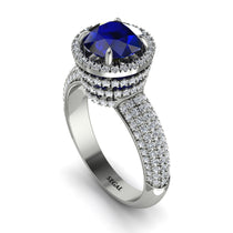 Sapphire Cluster Halo Engagement Ring - Katie No. 15 image 1