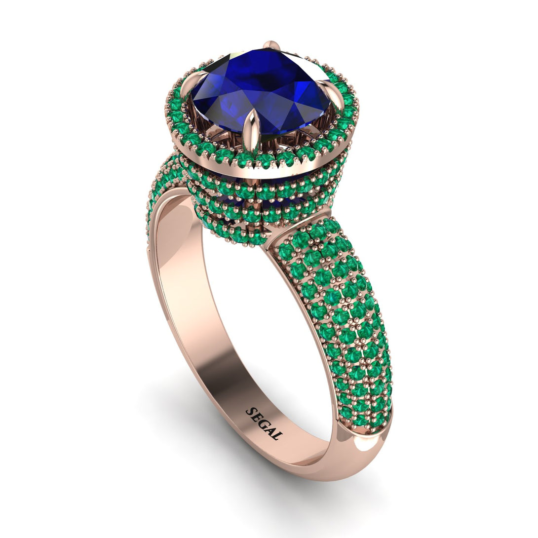 Sapphire Cluster Halo Engagement Ring - Katie No. 29