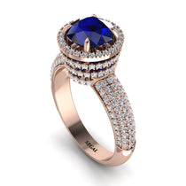 Sapphire Cluster Halo Engagement Ring - Katie No. 14 image 1