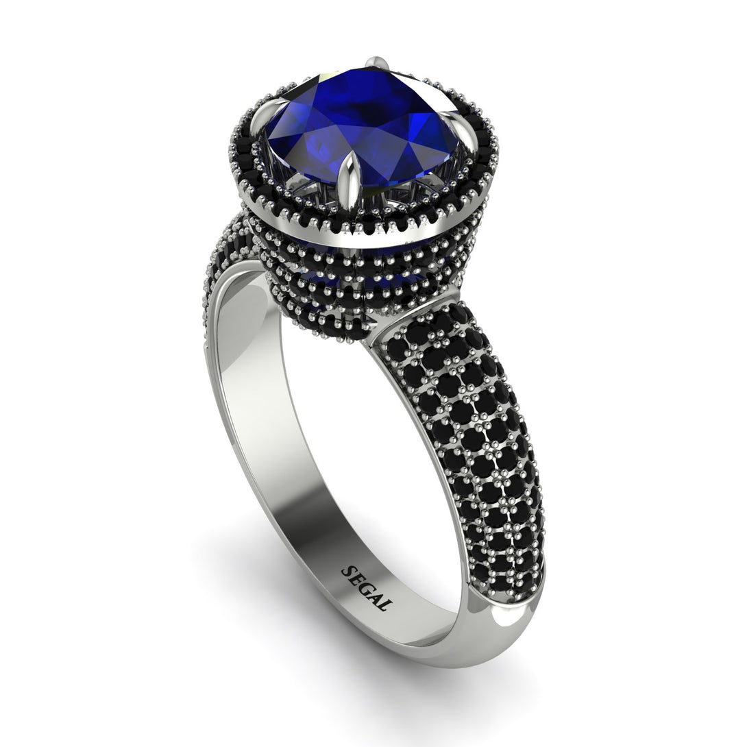 Sapphire Cluster Halo Engagement Ring - Katie No. 45