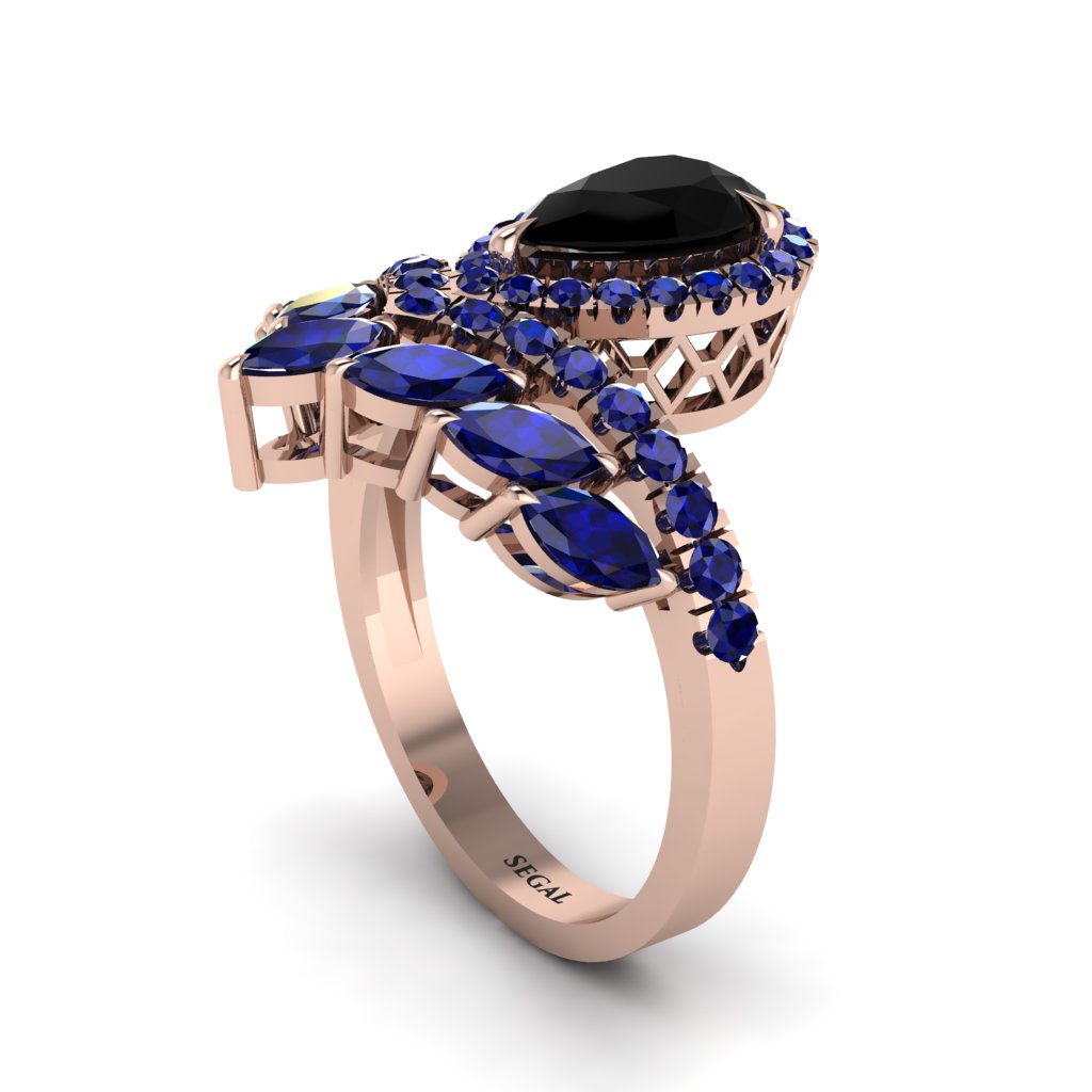 Black Diamond Crown Radiance Engagement Ring - Aviana No. 68