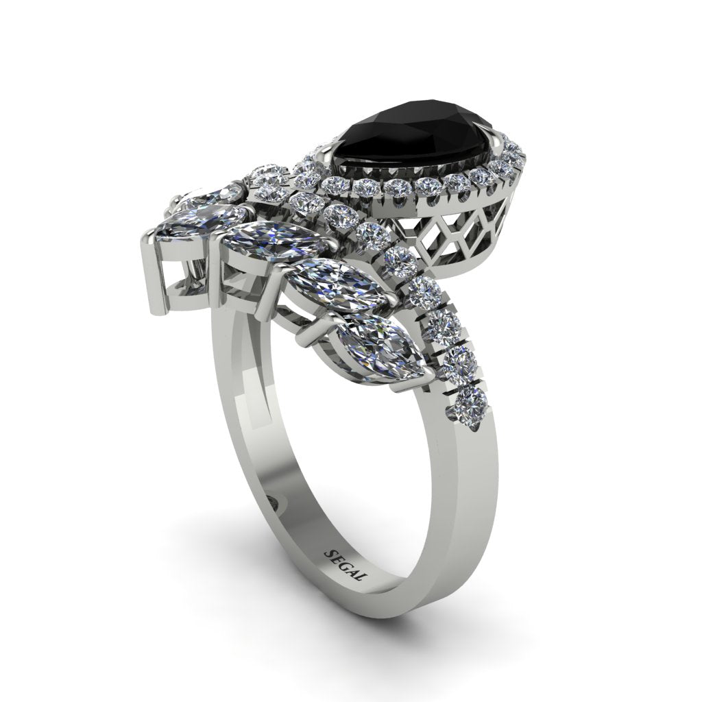 Black Diamond Crown Radiance Engagement Ring - Aviana No. 9