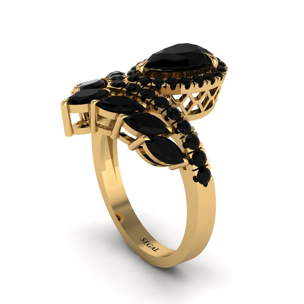 Black Diamond Crown Radiance Engagement Ring - Aviana No. 37