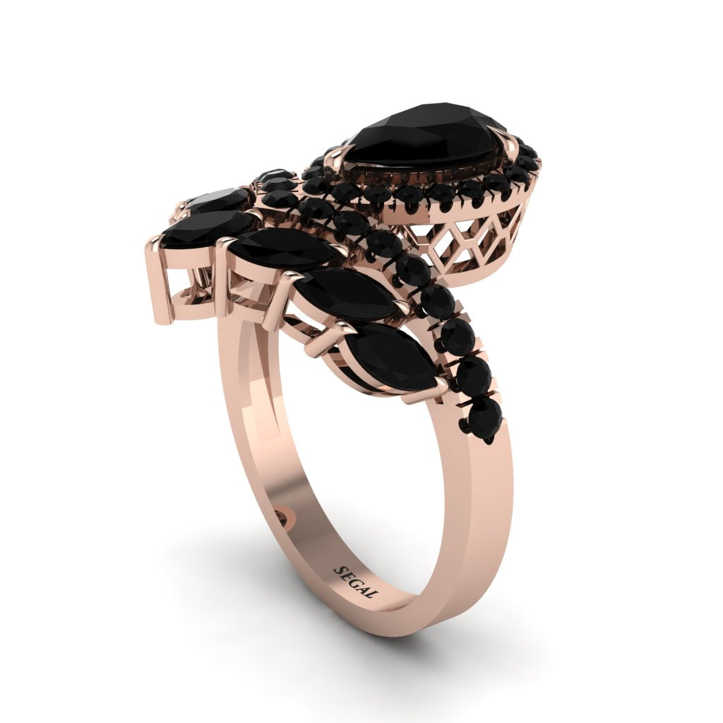 Black Diamond Crown Radiance Engagement Ring - Aviana No. 38