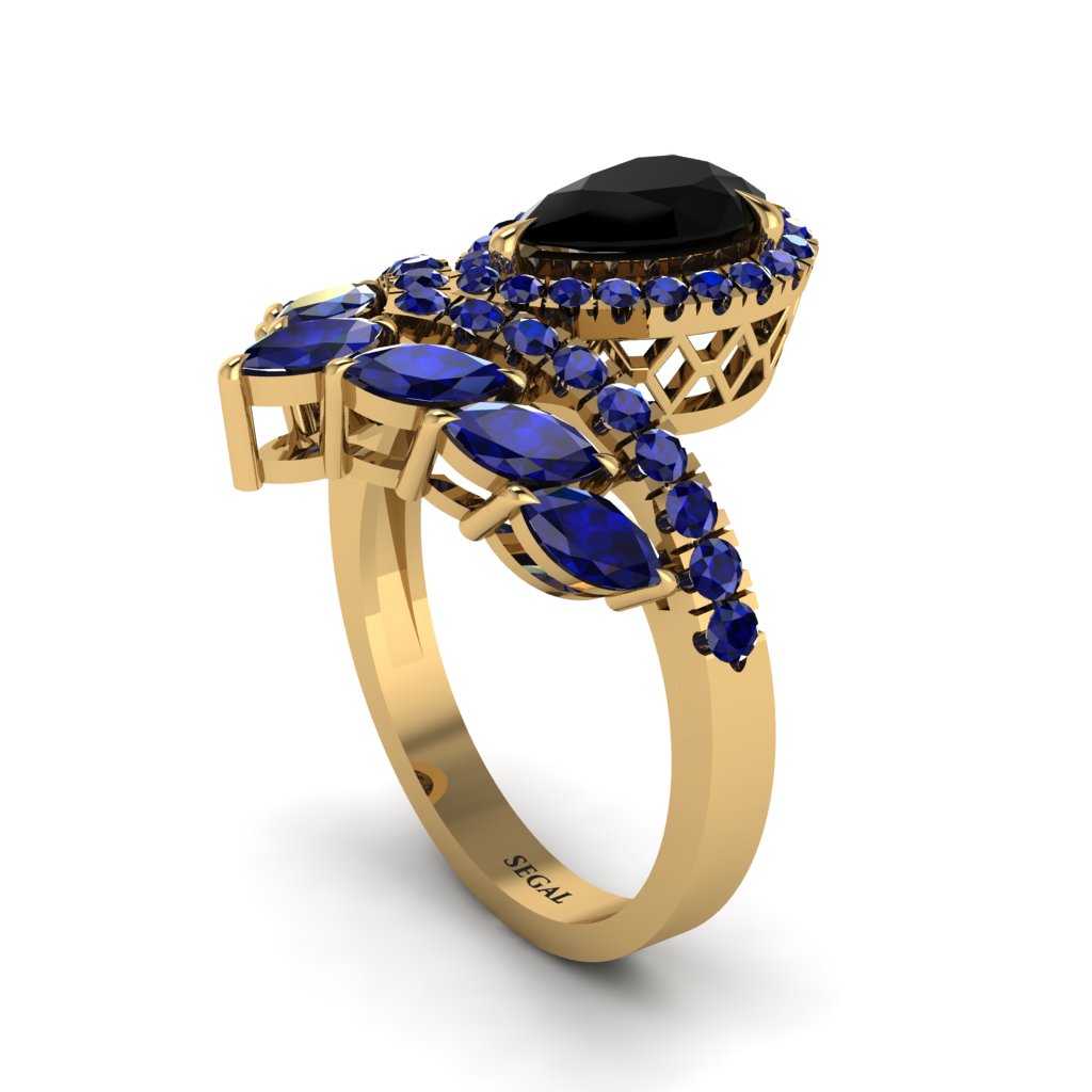 Black Diamond Crown Radiance Engagement Ring - Aviana No. 67