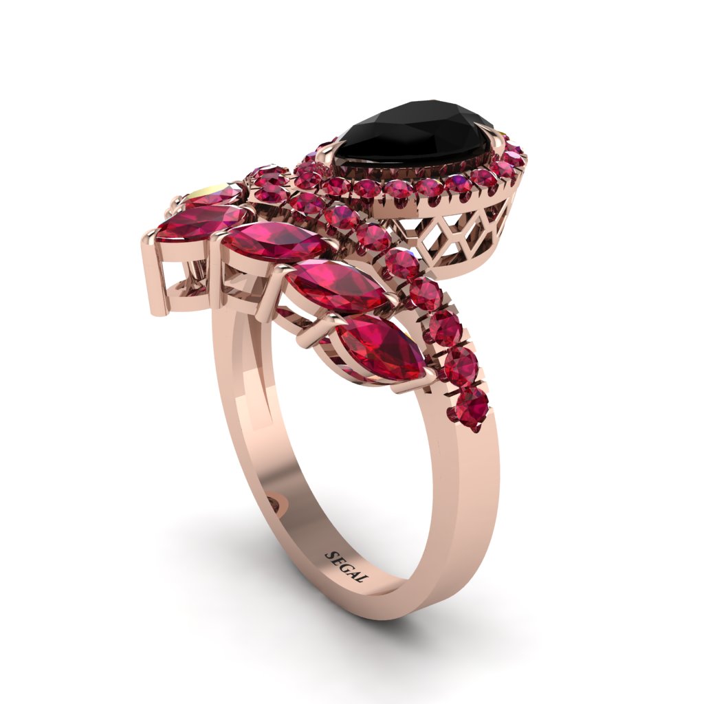 Black Diamond Crown Radiance Engagement Ring - Aviana No. 53