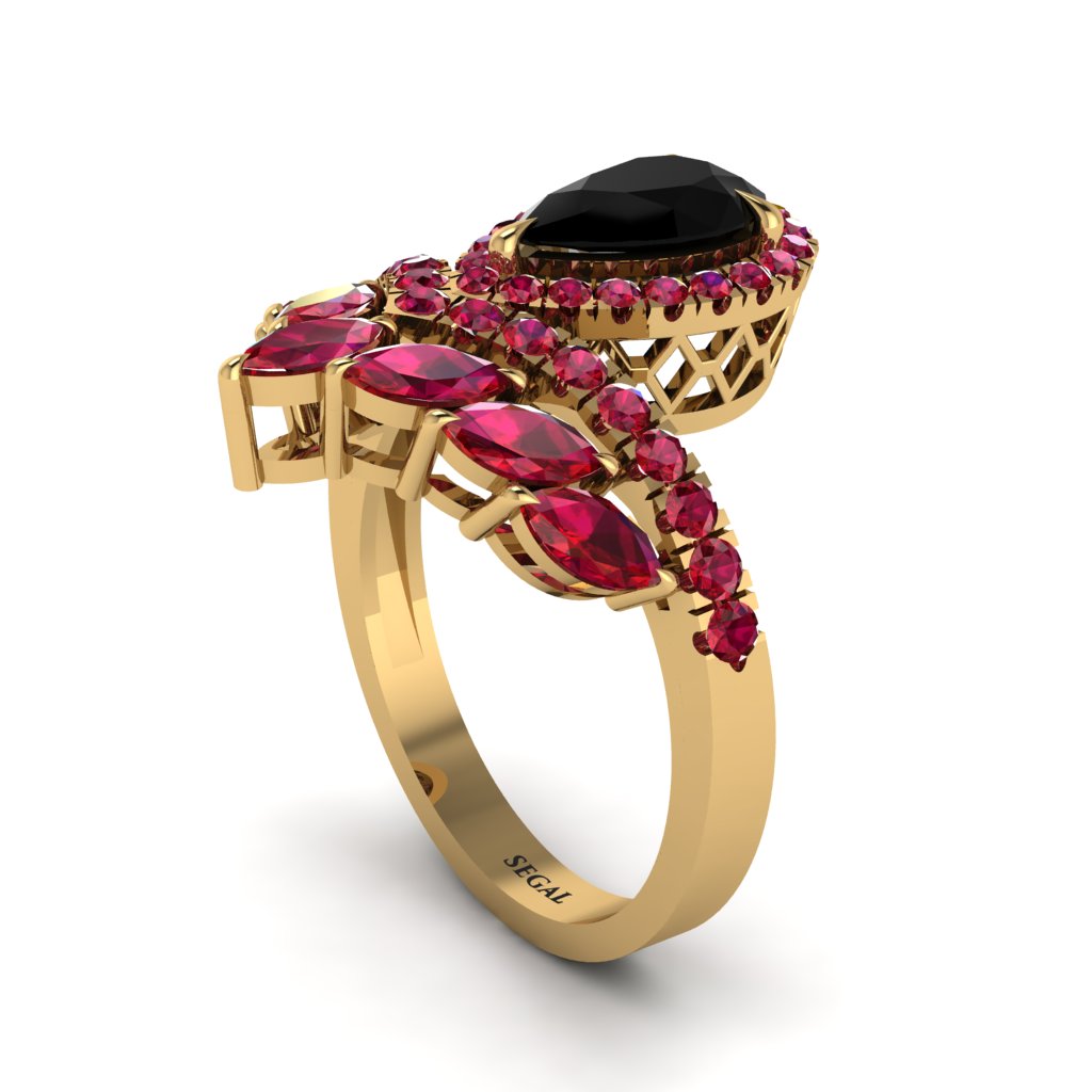 Black Diamond Crown Radiance Engagement Ring - Aviana No. 52