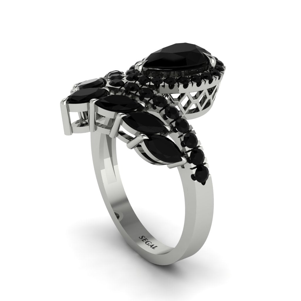 Black Diamond Crown Radiance Engagement Ring - Aviana No. 39