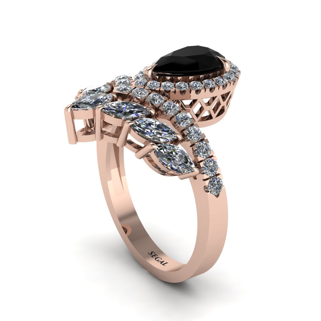 Black Diamond Crown Radiance Engagement Ring - Aviana No. 8